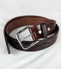 Mens Genuine Leather Casual Work Belt 38 LX 1.5 W Heavy Duty Western Style Belt