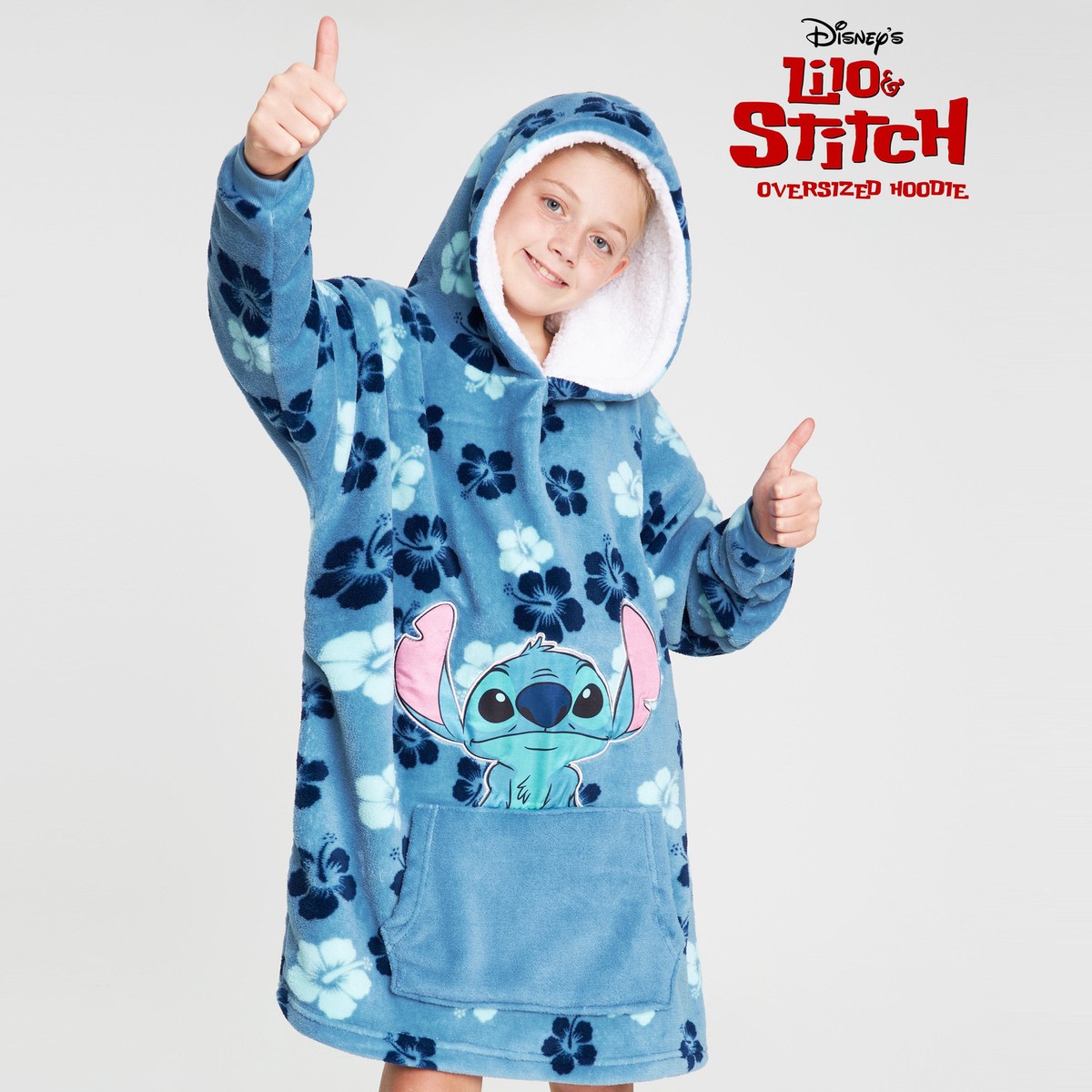 Stitch Flowers Disney Hoodie for Kids, Fleece Oversized Hoodie