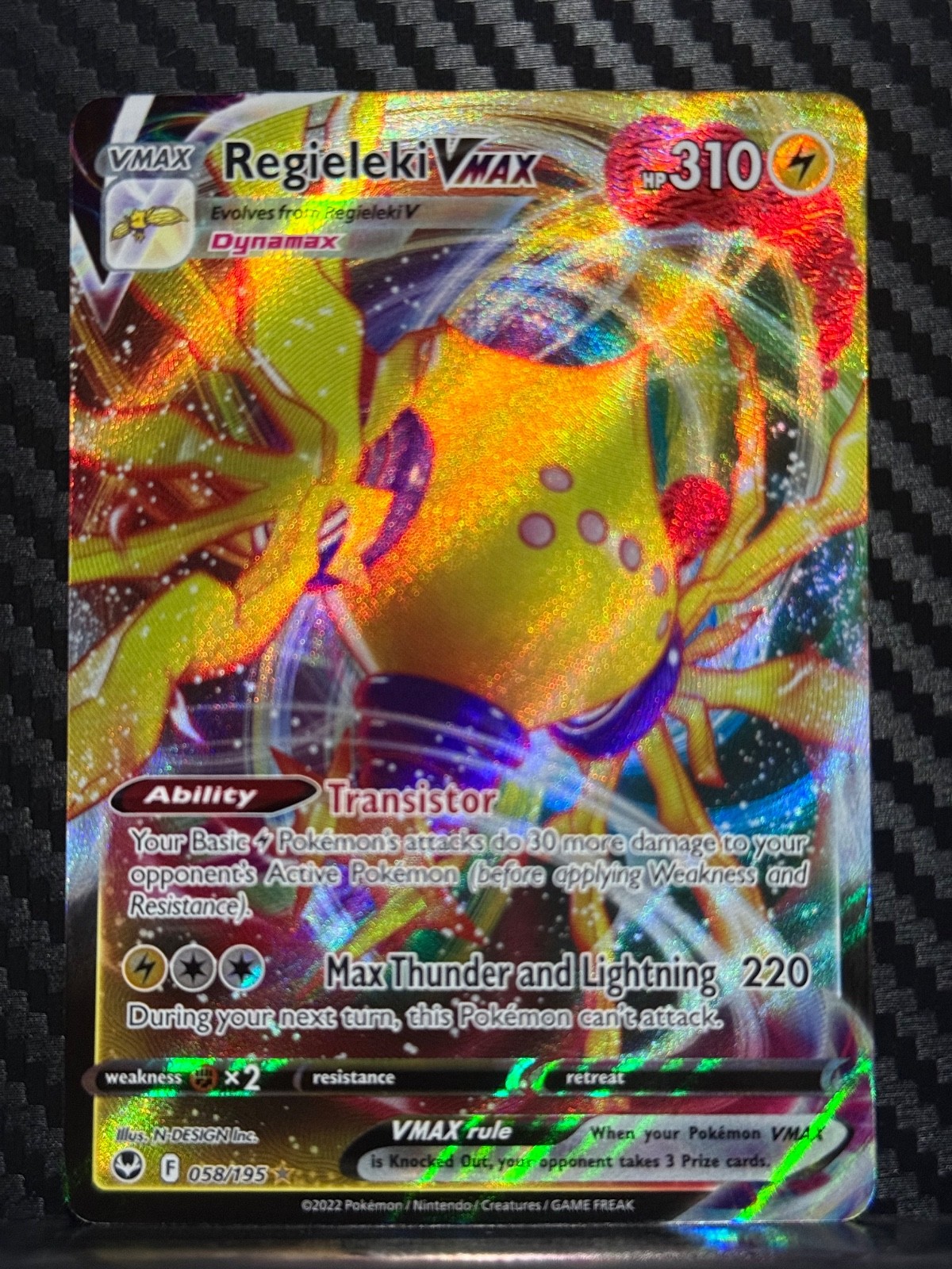Pokemon - Regieleki VMAX 058/195 Silver Tempest - Holo VMAX Rare - NM
