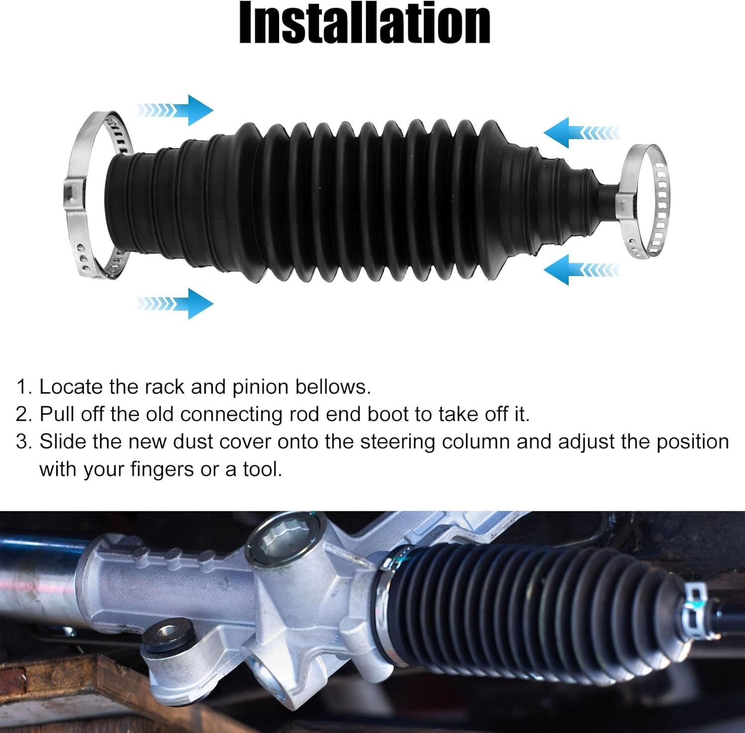 Inner Tie Rod Boot Kit, 8.66x2.36x2.36in Silicone Steering Rack Tool... 