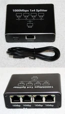 Liezhua 1000Mbps Ethernet Splitter 1 to 4 w/ USB Power Cable ~ RJ45 Internet New