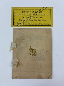 1895 Sibley High School Iowa Graduation Commencement Program Ticket