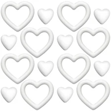 16 Pcs Heart Shaped Polystyrene Foam Wreath Forms for Crafts 7" 3" Sizes