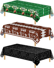 3 Pack Plastic Football Tablecloth, Football Party Decorations 54 x 108 Inch Dis