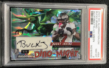 2024 WILD CARD BUCKY IRVING #DMPTE1-BIA, ROOKIE, AUTO, DINO MIGHT, #1/2, GREEN