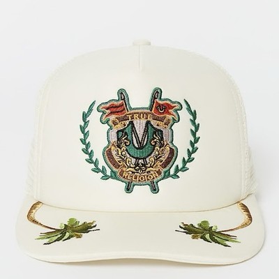 True Religion Embroidered Crest Trucker SnapBack Hat NEW