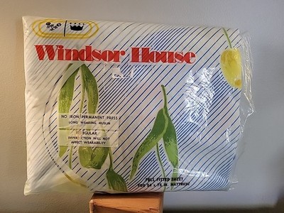 Vtg New in Bag Windsor House Fitted Full Sheet Floral Cotton Polyester 