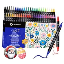  Acrylic Paint Markers Acrylic Paint Pens with Brush Tip and Fine Tip 48 Colors