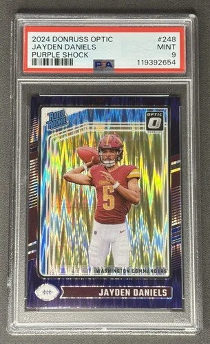 2024 Panini Donruss Jayden Daniels Rated Rookie Purple Shock PSA Mint 9 #248