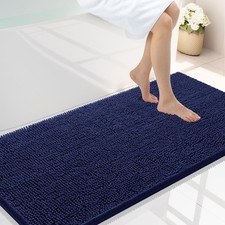 Smiry Luxury Chenille Bathroom Rugs 40x24, Extra Soft 40'' X 24'', Navy Blue