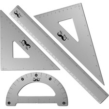Metal Geometry Kit Set with 4 Aluminum Rulers Protractors and Drafting Triangles