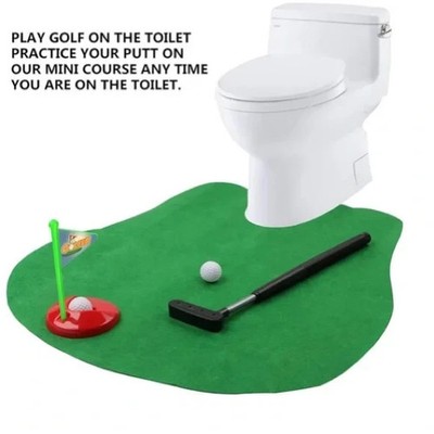 Fairly Odd Novelties Potty Putter Toilet Time Golf Game Green Bathroom Mat NIB