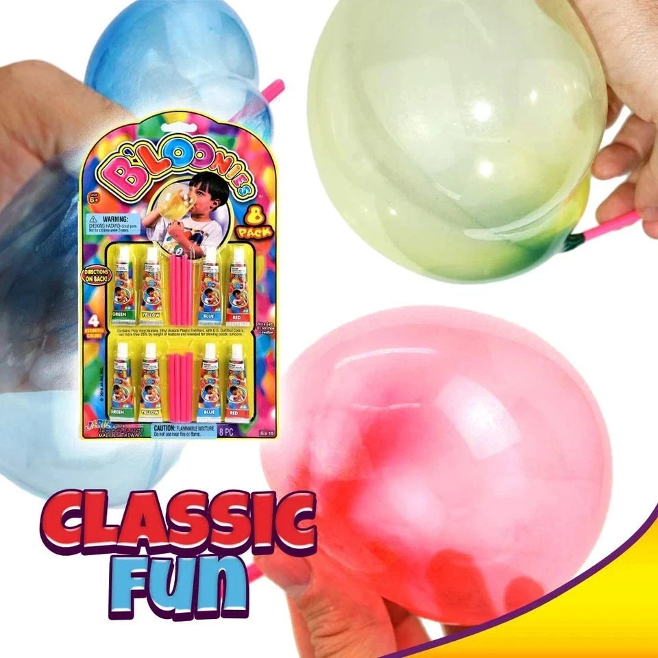 JA-RU Bloonies Magic Plastic Bubbles Balloons Variety Pack (8 Tubes per Pack)| K