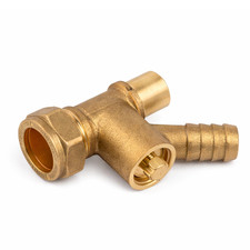 15mm Brass Drain Off Adaptor Compression for Heating System Draining