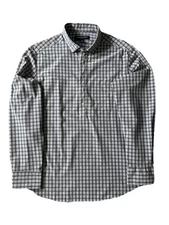 Mizzen + Main Mens Leeward Plaid Small Trim Fit No Tuck Plaid 1/2 Button Popover