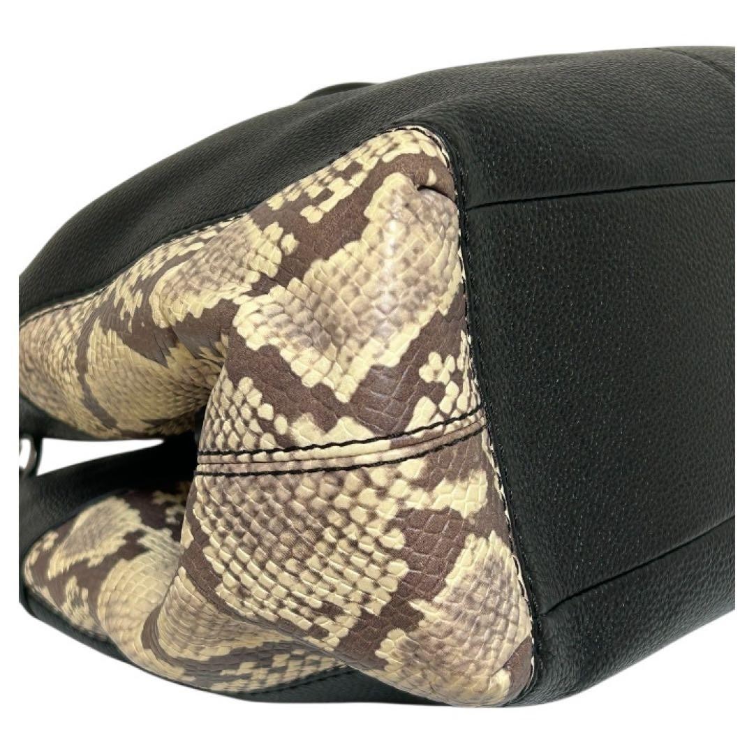 Coach Python Pattern Black Leather Shoulder Bag 1… - image 6