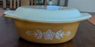 Vintage Pyrex 043 Butterfly Gold 1.5 Qt Oval Casserole Dish w Lid