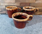 VTG Hull Pottery Brown Drip Coffee Cup Lot of 3 Oven Proof USA