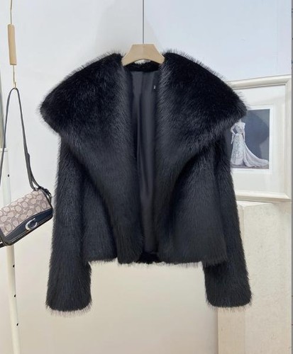 Moda Abrigo de piel sintética con solapa grande para mujer Abrigo cálido Peludo Sólido Prendas para el torso - Imagen 11 de 27