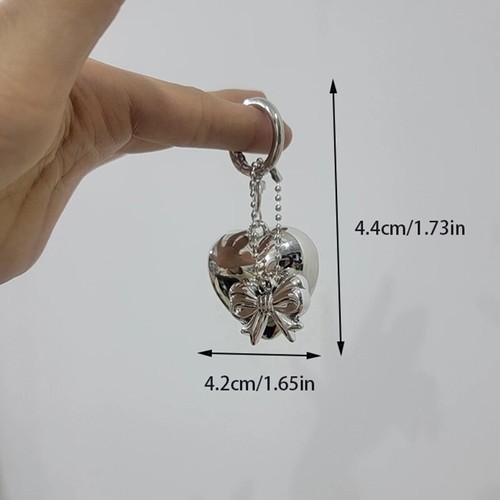 Pingyongchang Silver Gold Bow Heart Keychain – Y2K Cute Colorful Bowknot Keyring Bag Charm Accessories For Women