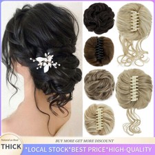 Natural Updo Clip on in Messy Bun Hair Piece Extension Hair Claw Clip Wedding US