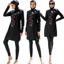 3pcs Full Cover Women Muslim Swimsuit Hijab Burkini Swimwear Beach Bathing Suit