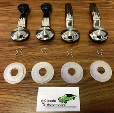 Door+Window Crank Handles Chevy Pickup Truck 67 68 69 70 71 72 set w/washers GMC