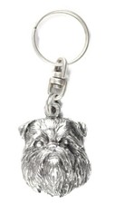 Griffon Bruxellois, Brussels Griffon - Silver-plated dog pendant, handbag decora