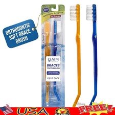 Toothbrush Braces Soft Head V Trimmed Design Orthodontic Cleaning 2-Pack New