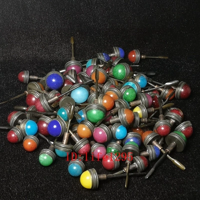 6 Pcs China Bronze Inlay Jade Agate Snuff Bottle Cap 1.2mm-1.6mm Random Delivery Foto 3 de 4