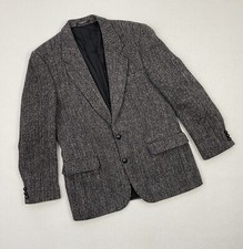 Harris Tweed Pure Virgin Wool Blazer Sport Coat Men s Size 40 Gray Herringbone