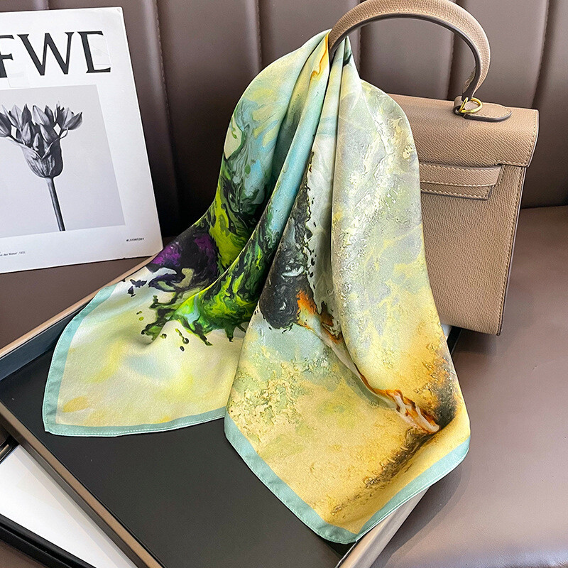 New Boutique 100% Silk 12 Momme Square Scarf 70cm