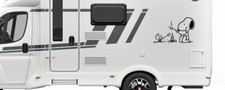 XXL Set li+re Aufkleber Snoopy am Lagerfeuer Wohnmobil Van Bus Sticker 80x55cm
