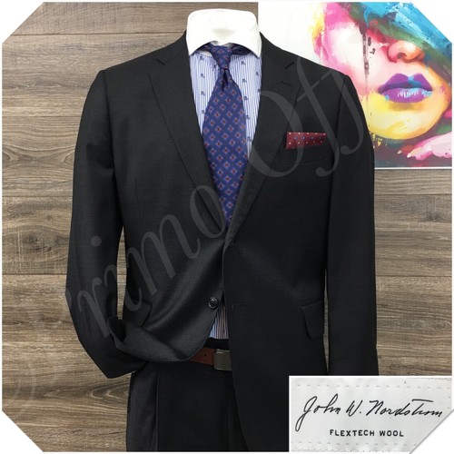 NORDSTROM Mens Suit 2 Piece Set Size 44R Jacket Blazer Pants Wool 2 Button Gray