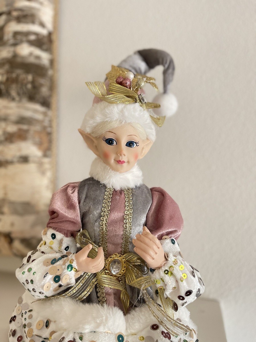 Posable Winter Home Decor Elf By Rachel Zoe Pink Silver & Gold 30