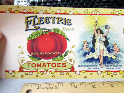 Antigua etiqueta original de la década de 1890, marca eléctrica Olney & Floyd, tomates NUEVO DE LOTE ANTIGUO - Imagen 2 de 4