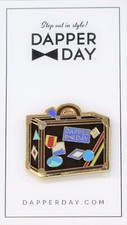 Disney Event Dapper Day Pin Luggage Brown "Travel In Style!" Enamel Pin