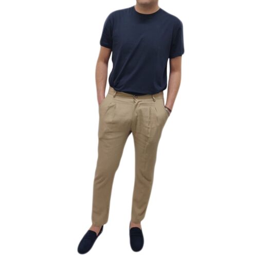 Pantalones Hombre 100% Lino Made IN Italy Chino Ligero Jeans Bolsillos América - Imagen 5 de 14
