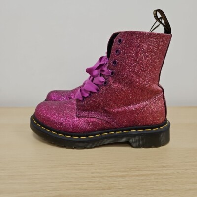 Dr Martens 1460 Pascal Purple Glitter Pink Ankle Sparkly Boots Uk