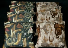 Horse Country Western Cowboy Saddles Rodeo Set of 8 ACA Regulation Cornhole Bags