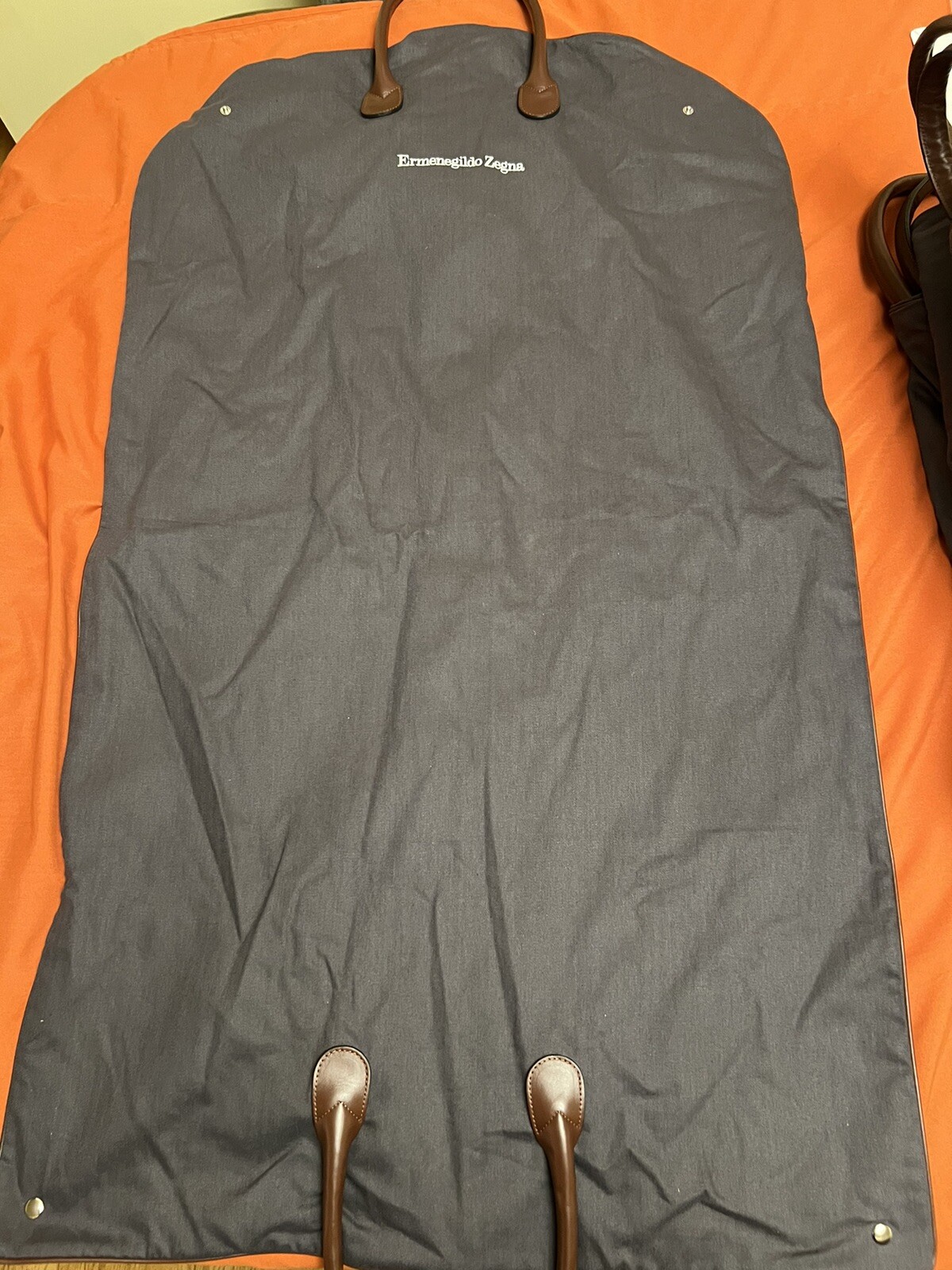 New Ermenegildo Zegna Garment Bag With Leather Handles and Trim Suit