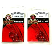 2 PACKS Mustad KVD Double Wide Drop Shot Hook Size 2/0 Red Blood 6 Count Pack