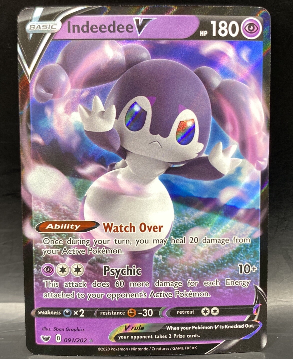 Pokemon Sword & Shield Base Set Indeedee V 091/202 LP