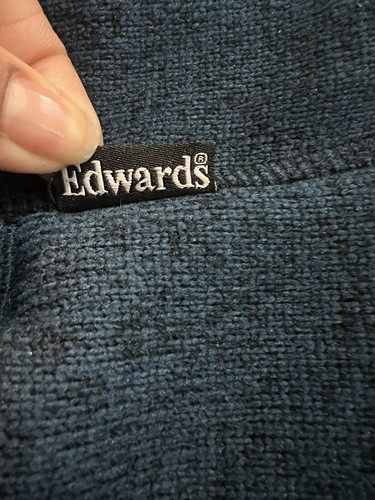 Edwards Jacket Sweater Mens Sz S Blue Zipper Long Sleeve Pocket Polyester - Picture 9 of 17