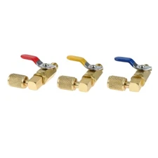 3 x Air Conditioner Ball Valve 1/4" SAE 90 Degree Shut-Off Valve Fit HVAC R12