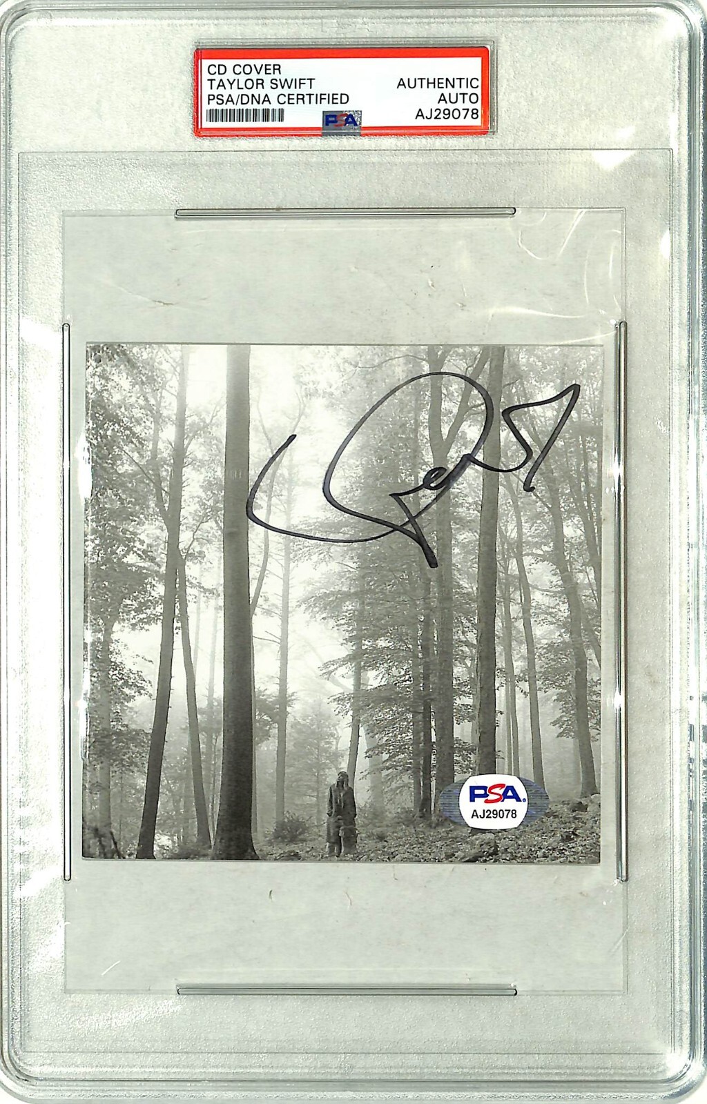 TAYLOR SWIFT Signed Autographed "FOLKLORE" CD Cover PSA/DNA SLABBED #AJ29078