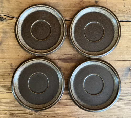 VTG 1970's Mikasa Ultima Plus 6.5" Brown Saucer Plates F2000 Set of 4 Japan