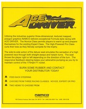Ace Driver Namco Video Arcade Flyer / Brochure / Ad - Excellent - Original image