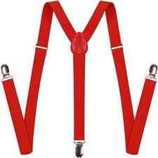Suspenders for Men and Women Adjustable Suspender Elastic 1 inch Red Suspenders