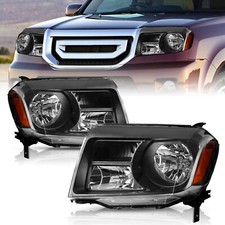 Halogen Amber Black Headlights Assembly Pair For 2012 2013 2014 2015 Honda Pilot Halogen Amber Black Headlights Assembly Pair For 2012 2013 2014 2015 Honda Pilot